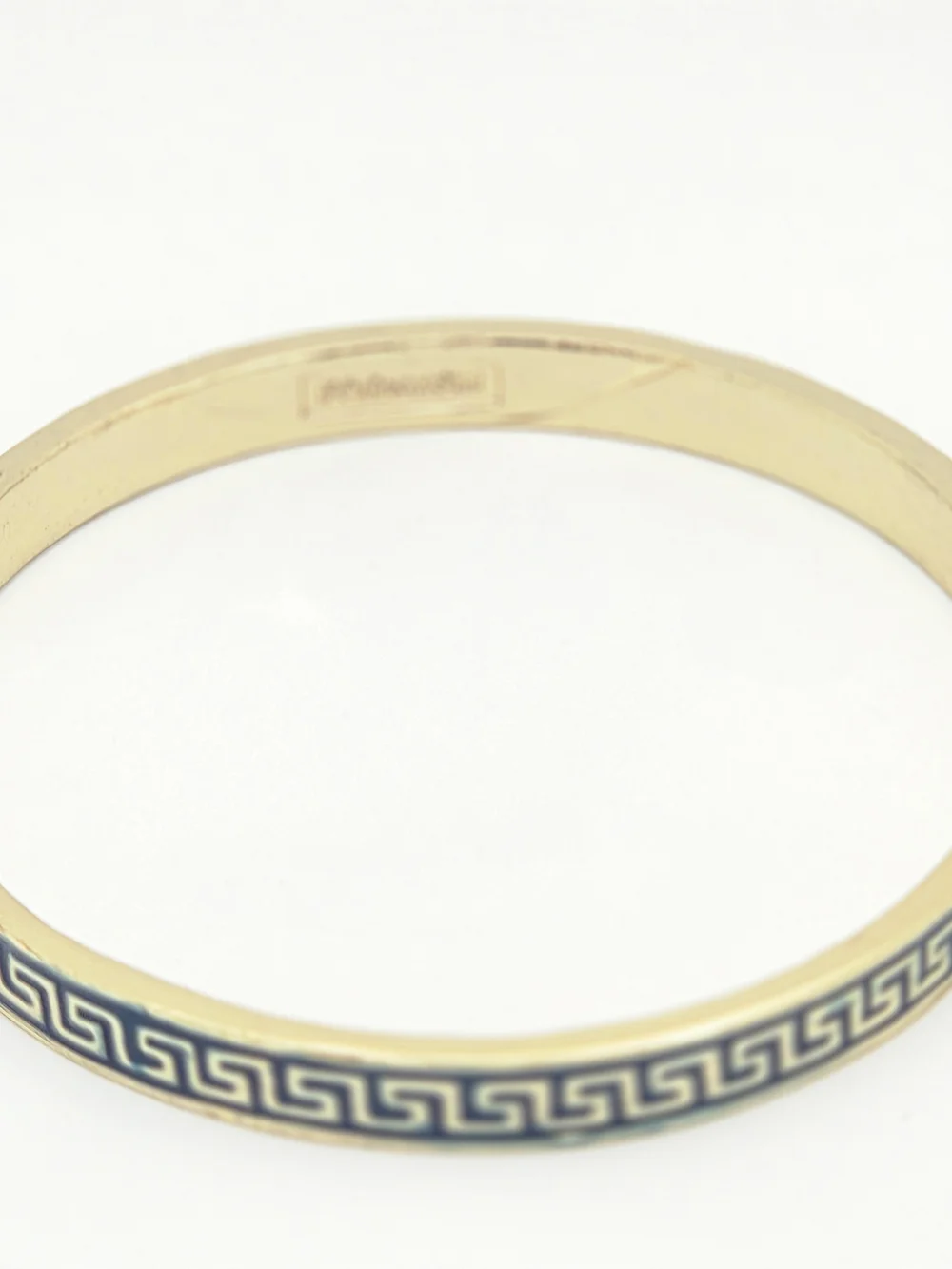 Fornash Enamel Greek Key Bangle - Navy Blue & Gold Tone
